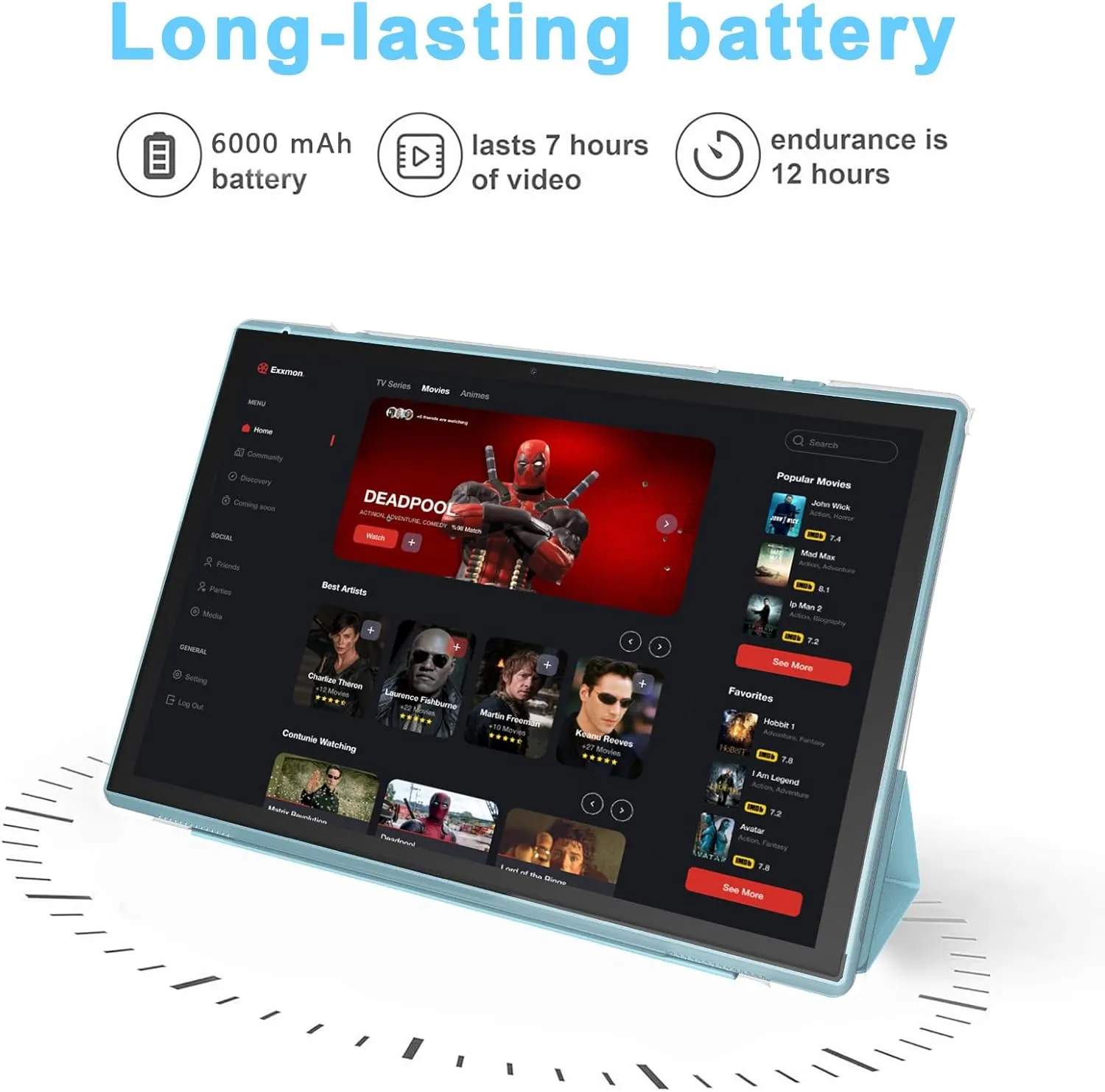 10 Inch Tablet With Tablet protective Case and Stylus, Android 14 Tablets, 6GB RAM 32GB ROM/1TB Expansion, 8H 6000mah Battery Wifi Bluetooth 10.1" IPS HD Touchscreen 2MP 8MP Dual Camera Tablets Blue.
