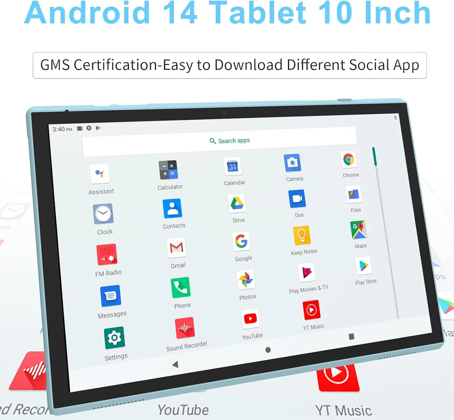 10 Inch Tablet With Tablet protective Case and Stylus, Android 14 Tablets, 6GB RAM 32GB ROM/1TB Expansion, 8H 6000mah Battery Wifi Bluetooth 10.1" IPS HD Touchscreen 2MP 8MP Dual Camera Tablets Blue.