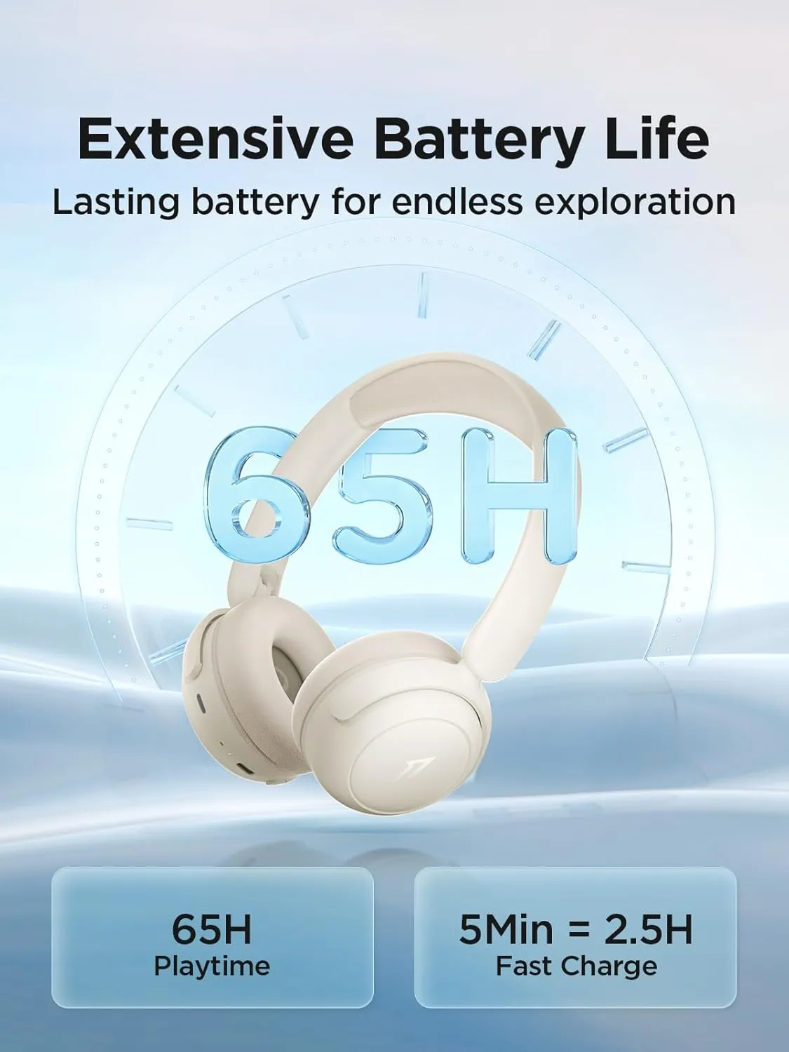 1MORE Kids Bluetooth Wireless Headphones - HQ20 SonoFlow Mini Over Ear Headphones, Safe Volume, 65H Playtime, Foldable&Comfortable, Microphone for Call, Android and iOS Compatible(Oat White)