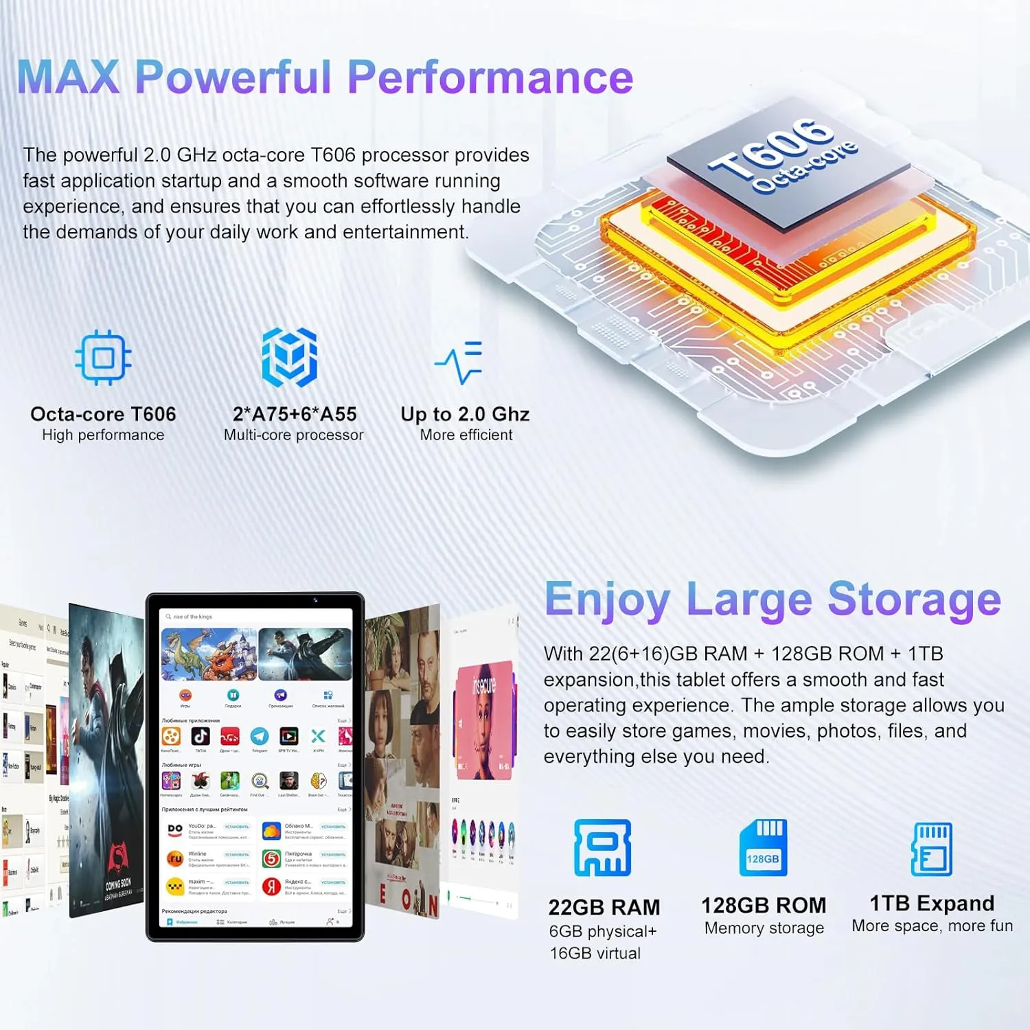 2025 Android 14 Tablet, 10 inch Tablets 22GB 128GB  1TB Expand, 8000mAh Octa-Core Tablet w/ Drop-proof Case, HD IPS Display, GPS, 5G WIFI, Split Screen,Widevine L1, for Adults and Kids -Metal Rose Red