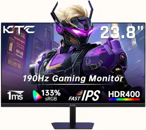 24 Inch 180Hz/190Hz Gaming Monitor, FHD PC Computer Monitor with Fast IPS Panel, HDR400, 133% sRGB, Bluelight Filter, 2 HDMI & 1 DP Port, Compatible Freesync and Wall Mountable, H24F8