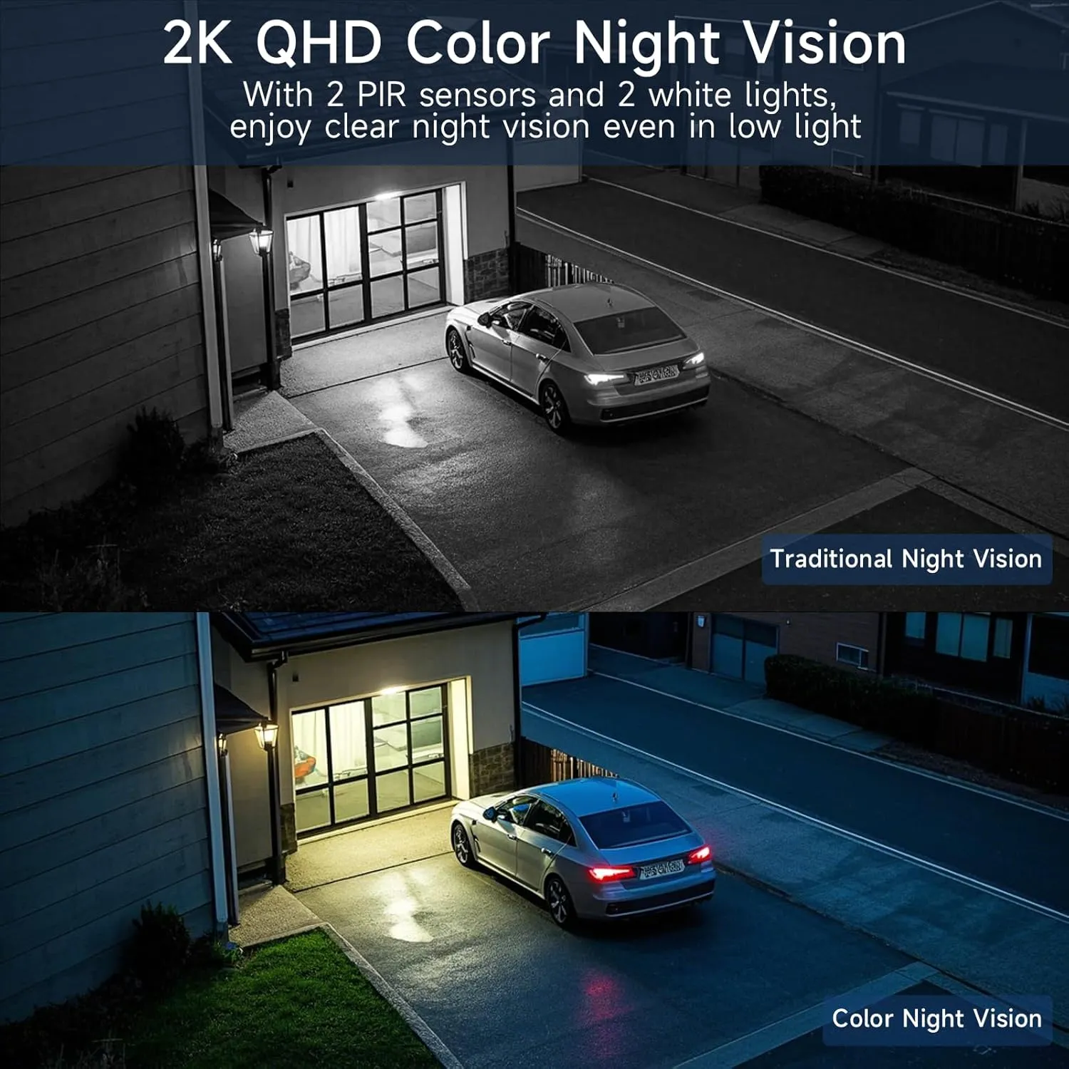 2.4G/5G WiFi Cameras for Home Security, 2K Solar Camera Outdoor Wireless, Color Night Vision Spotlight Camera with 130Wide View2-Way Audio, IP66, Cloud/SD, AI Detection, Works Alexa/Google Home