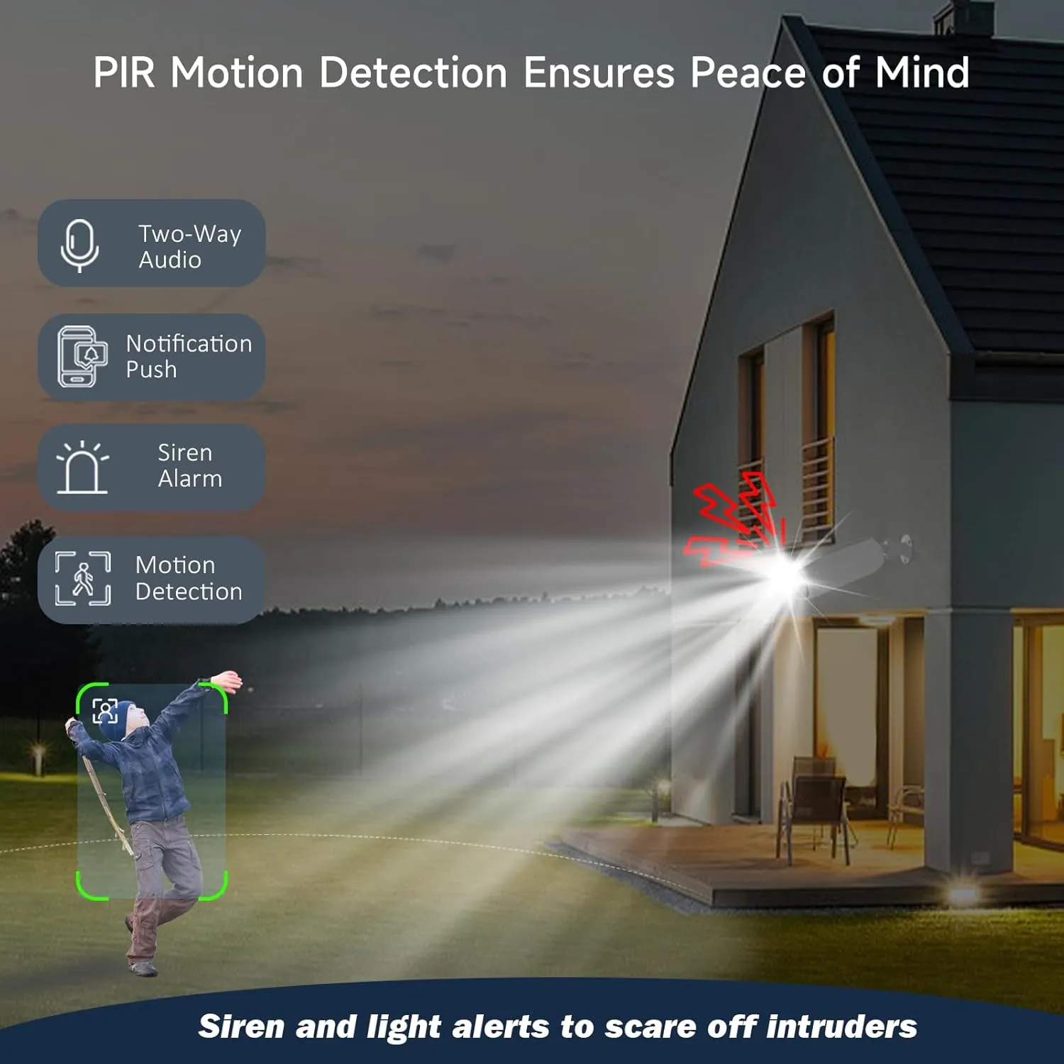 2.4G/5G WiFi Cameras for Home Security, 2K Solar Camera Outdoor Wireless, Color Night Vision Spotlight Camera with 130Wide View2-Way Audio, IP66, Cloud/SD, AI Detection, Works Alexa/Google Home