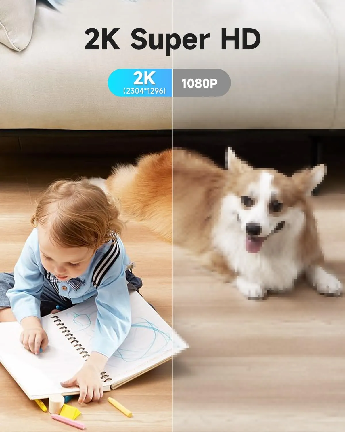 2K 2.4G/5G Dual-Band Security Camera Indoor, Plug-in Cameras for Home Security, Baby/Pet WiFi Camera with Phone App, Smart Night Vision, Motion Detection, 2-Way Talk