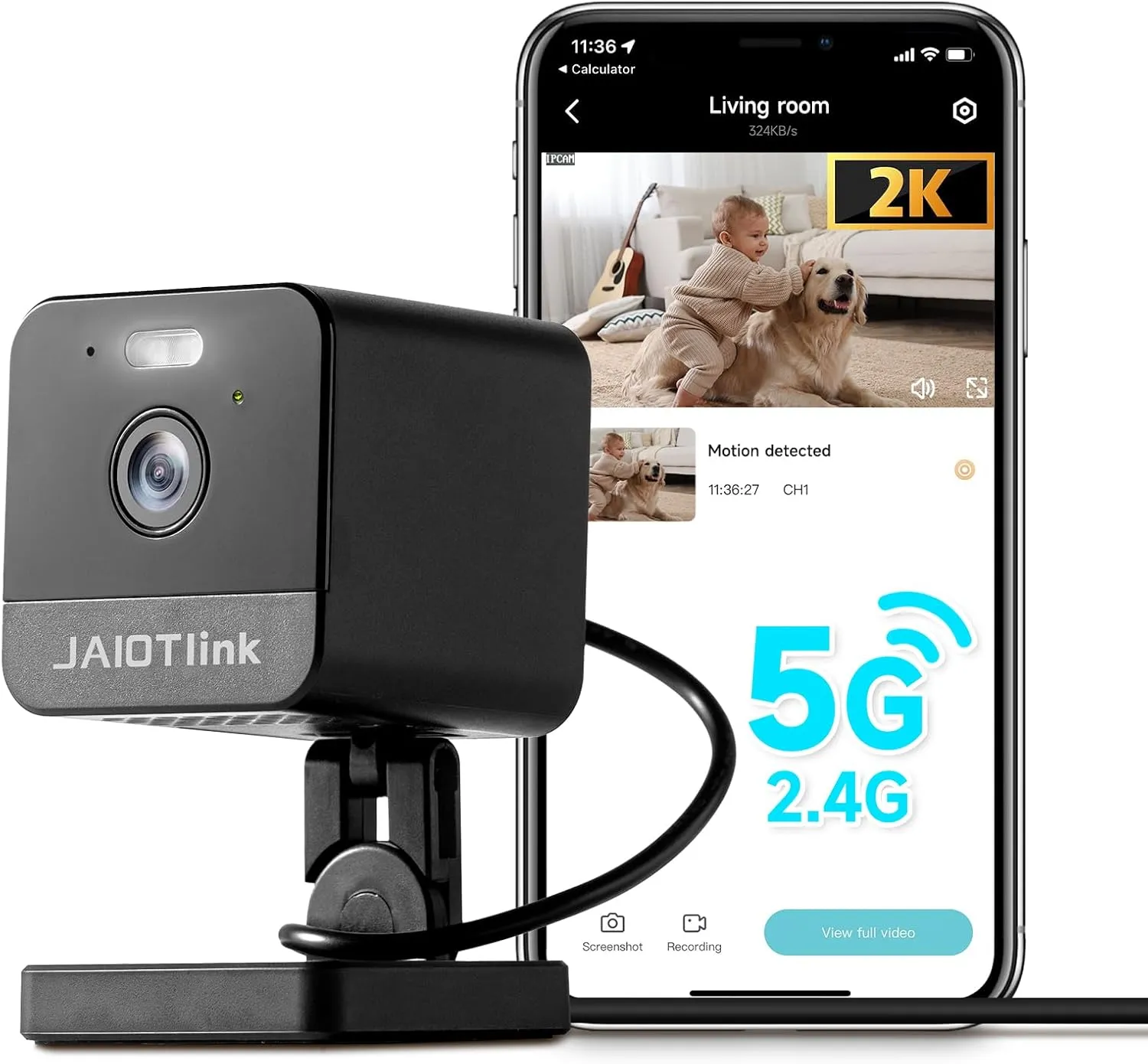 2K 2.4G/5G Dual-Band Security Camera Indoor, Plug-in Cameras for Home Security, Baby/Pet WiFi Camera with Phone App, Smart Night Vision, Motion Detection, 2-Way Talk