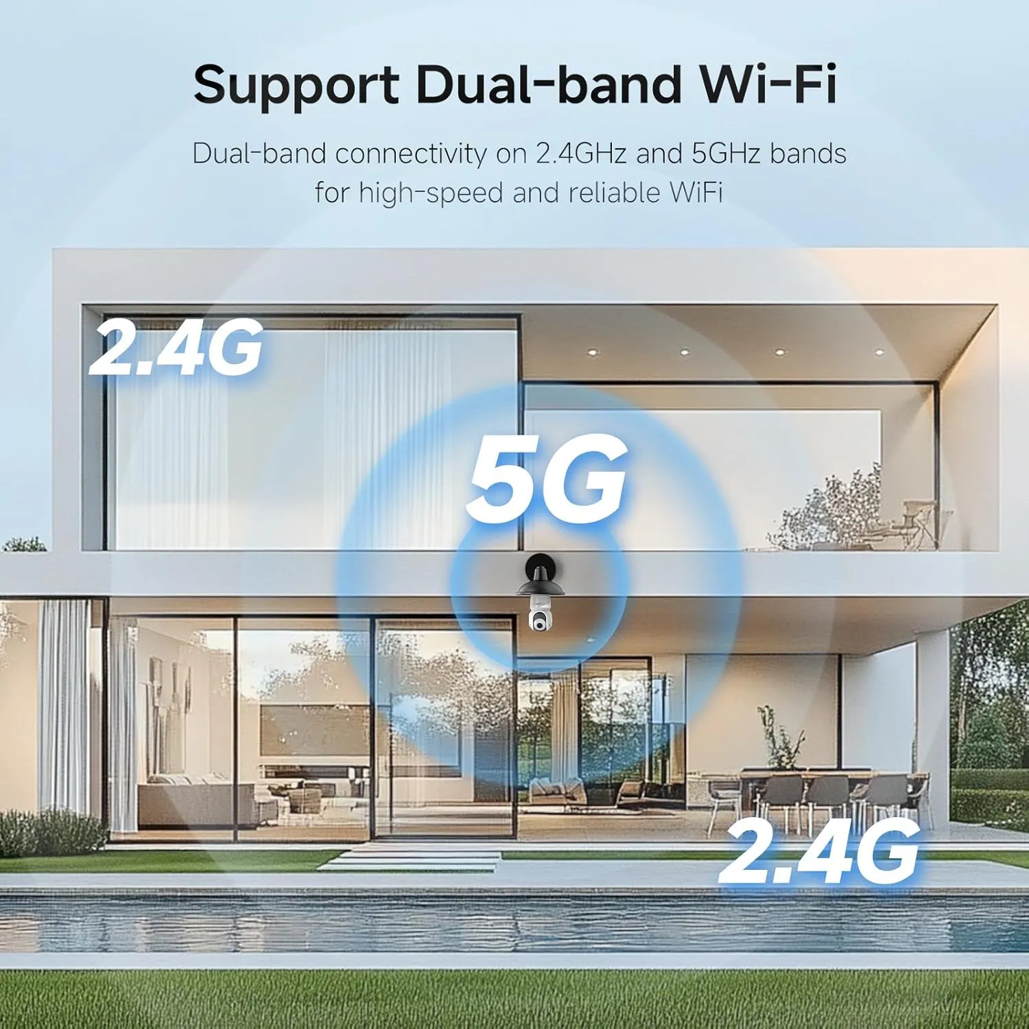 2K Light Bulb Security Camera Outdoor, 5G&2.4G WiFi Wireless Cameras for Home Security with Adjustable LED Lights, IPX6 Waterproof, 360 Motion Tracking and AI Human Detection -1 Pack