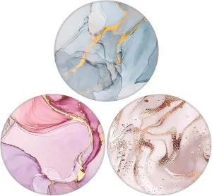 3 Pack Universal Cell Phone Stand Compatible with Socket for Grip & Holder, 360 Rotation -Colorful Marble Smile Geometry