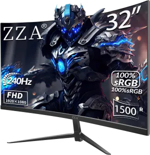 32" Curved FHD 1080p Computer Gaming Monitor Up to 240Hz,1500R 1ms 99% sRGB AMD FreeSync Premium,HDMI 2.0| Dp1.4,Machine Black