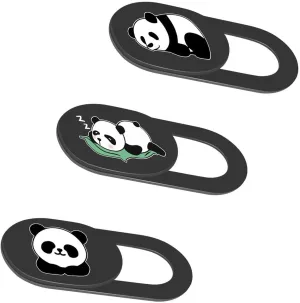 3PCS Phone Camera Cover, 0.02 Inch Laptop Webcam Cover Slide Cover, Webcam Privacy Cover, Keep Your Privacy Safe (Panda Three Patterns - Black)