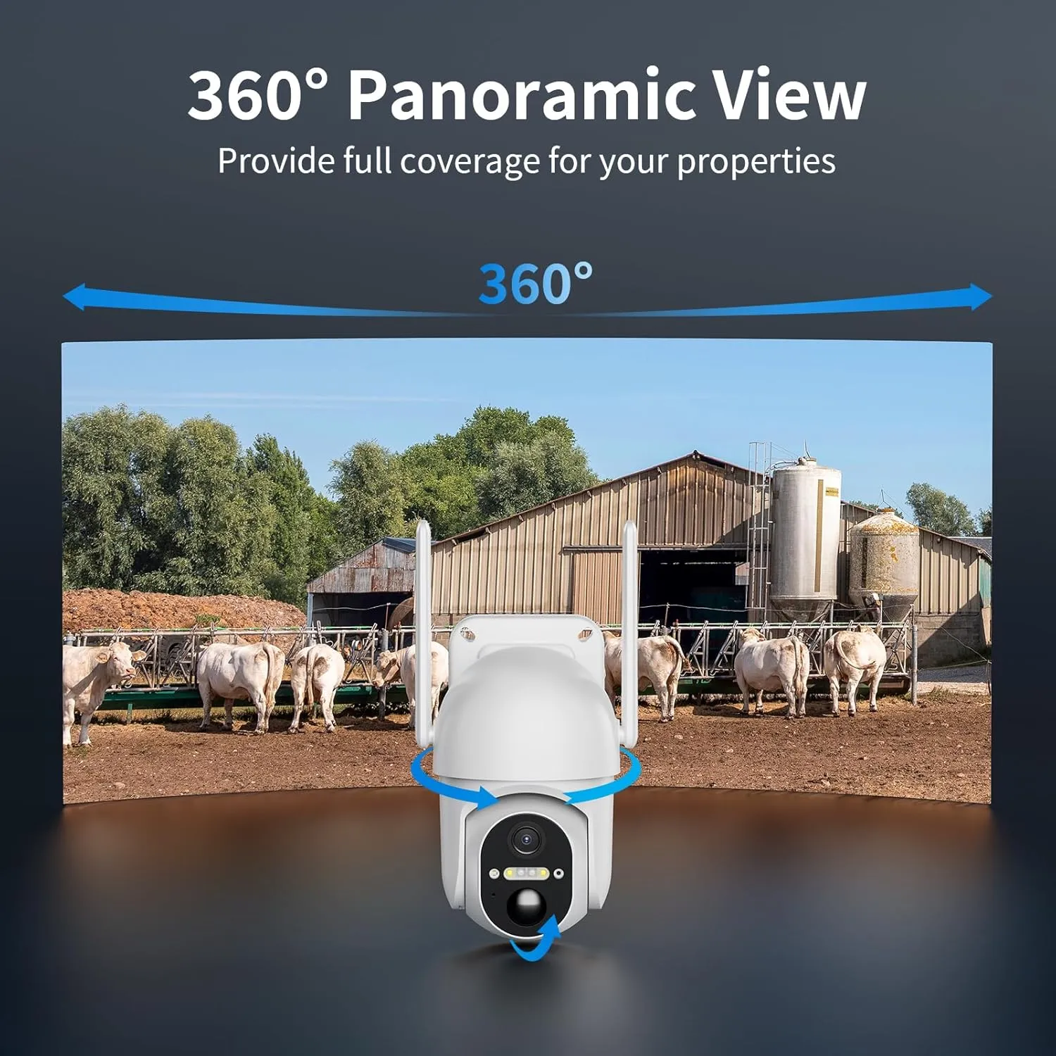 4G LTE Cellular Security Cameras Outdoor, 2 Pack No WiFi Security Camera Solar Powered with 360 View, 2K Color Night Vision, Includes SIM Card(Support Verizon/AT&T/T-Mobile)