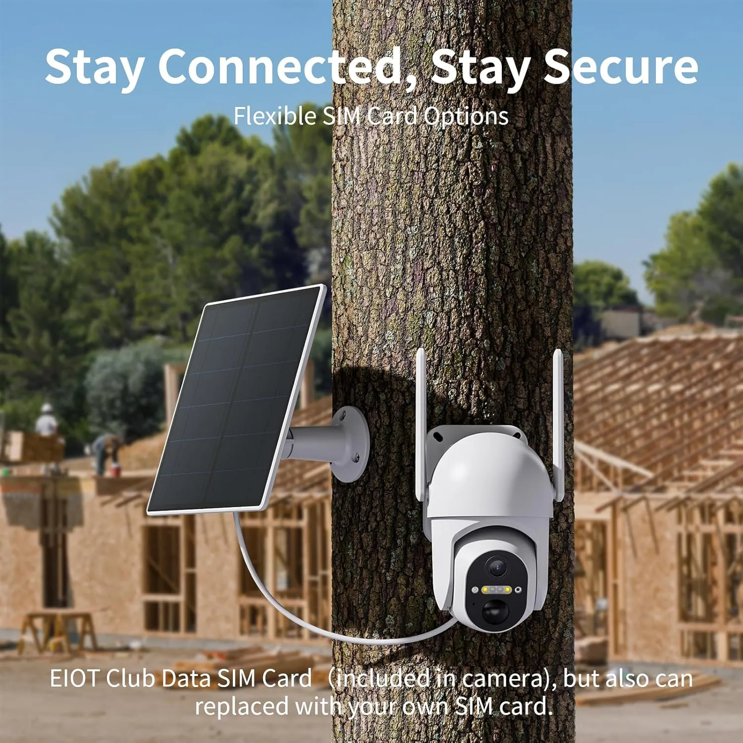 4G LTE Cellular Security Cameras Outdoor, 2 Pack No WiFi Security Camera Solar Powered with 360 View, 2K Color Night Vision, Includes SIM Card(Support Verizon/AT&T/T-Mobile)