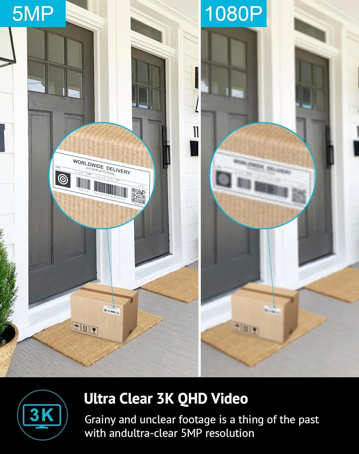 5MP 3K Security Cameras Outdoor Indoor Wired,IP65, Starlight Sensor & 100 Ft Night Vision,Motion/Person Detection,2-Way Audio/Spotlight,US Cloud,Compatible with Alexa,iOS & Android & Web Access