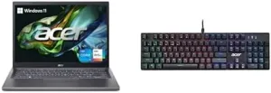 acer Aspire 5 14 Slim Laptop | 14" WUXGA IPS | Core i5-1335U | 8GB LPDDR5 | 512GB Gen 4 SSD | Wi-Fi 6E | USB4/TB 4 | A514-56M-576D Nitro Gen 2 Wired Gaming Keyboard - Mechanical Axis & RGB