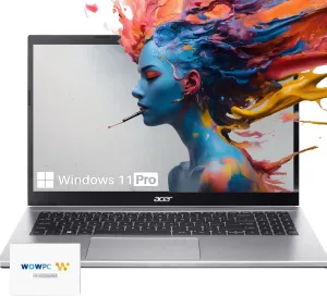 acer Aspire Premium Laptop | 16GB RAM | 1TB SSD |15.6"" FHD Display | AMD Ryzen 5 5500U (Beats i7-1250U) | Long Battery Life | Sleek Design | Ethernet Port | Windows 11 Pro | w/WOWPC Bundle, Silver