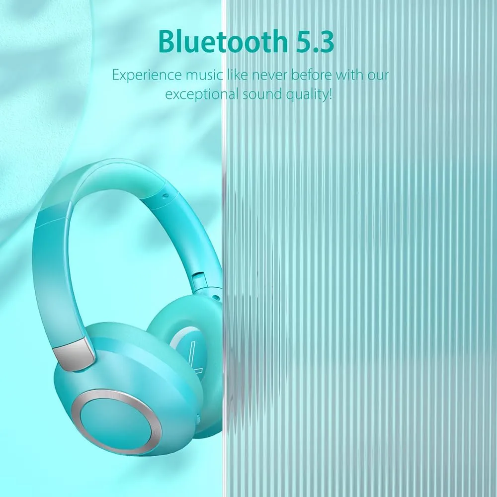 Active Noise Cancelling Headphones, 100H Playtime Bluetooth Headphones Wireless Bluetooth with Mic, Over Ear Wireless Headset with Deep Bass,Fast Charging for Travel (Light Green)