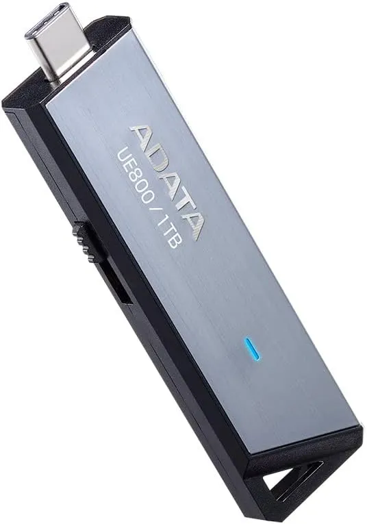 ADATA Elite UE800 1TB USB Type-C USB 3.2 Gen2 Flash Drive Portable SSD Up to 1000MB/s Read/Write (AELI-UE800-1T-CSG), Compatible with iPhone 15 Pro Series/Android/PlayStation 5