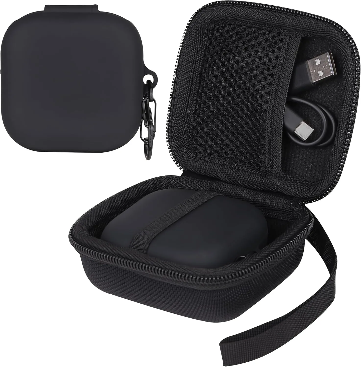 Aenllosi Hard Earbud Case for SHOKZ/AfterShokz OpenFit Open-Ear True Wireless Bluetooth Headphones,with Full Body Anti-Scratch Silicon Cover for SHOKZ Open Fit Earbuds(Black,Case Only)
