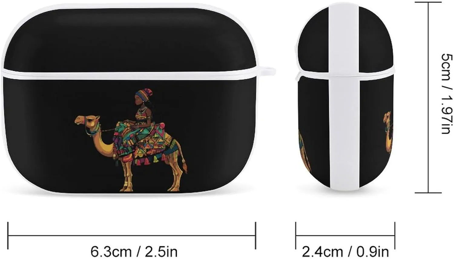 African Girl Sitting On Ca-Mel Earbud Case Bluetooth Headphone Case Full Protective Case with Keychain Compatible with Airpods Pro White-Style
