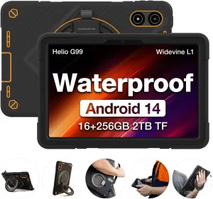 AGM PAD P2 Active Rugged Android 14 Tablet with Case, Waterproof & Drop-Proof, Widevine L1 & GMS Certified, 11" 90Hz FHD 480 NITS Display, MTK G99, 8000 mAh, 16(8 8)   256GB[TF 2TB], GPS, Compass, OTG