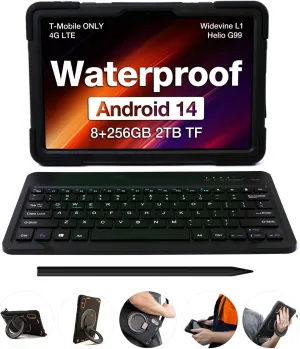 AGM PAD P2 Active Rugged Android 14 Tablet with Keyboard & Stylus & Case, Waterproof/Drop-Proof, Widevine L1, 11" 90Hz FHD 480 NITS Display, MTK G99, 8000mAh, 16(8 8)   256GB[TF 2TB], GPS/Compass, OTG