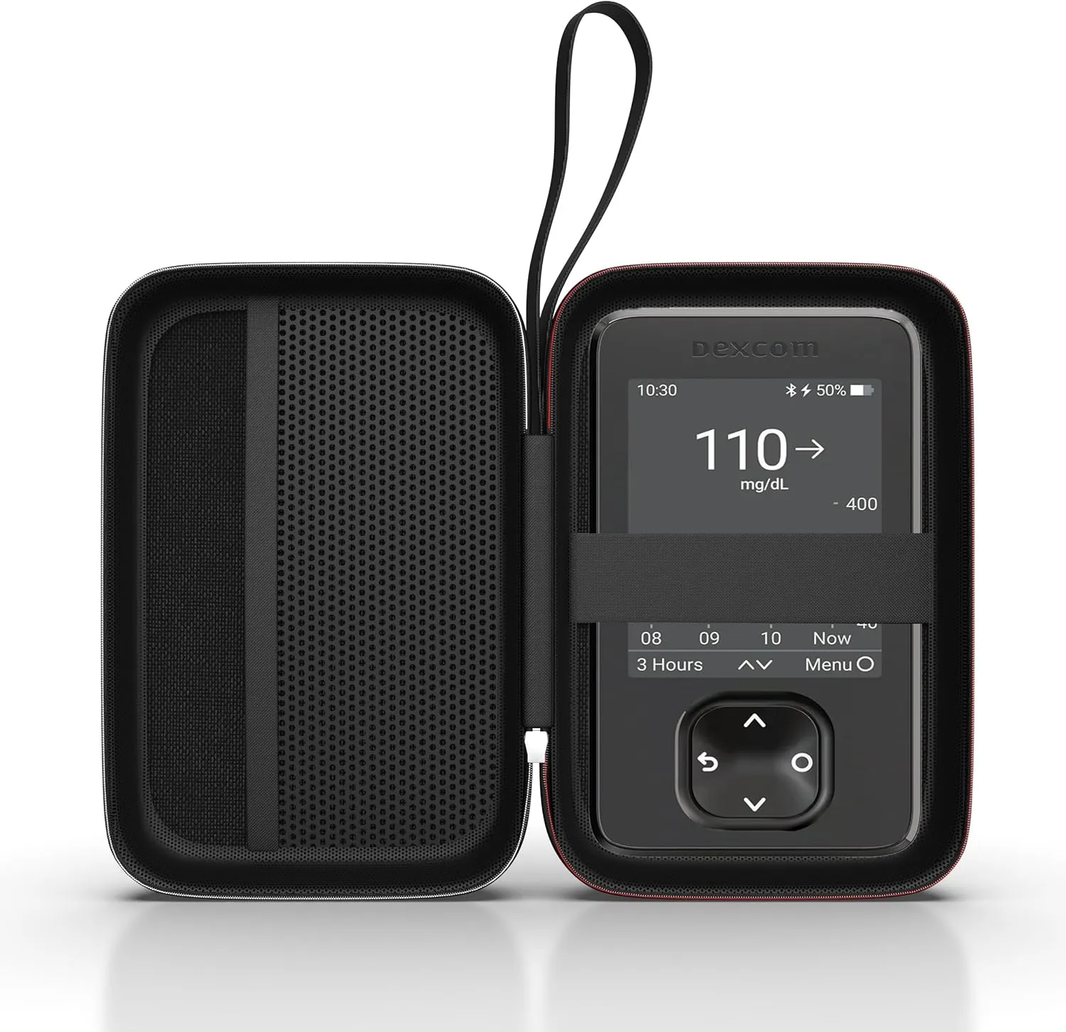 AGOZ Carrying Case for Dexcom G6 & G7 Mobile CGM System - Receiver Protective Cover with Wrist Strap (Black)