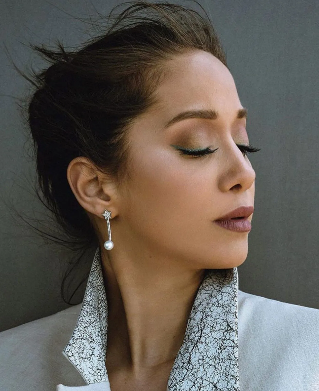 AMMANII Studded Star Jacket Earrings with Freshwater Pearls in Vermeil Gold