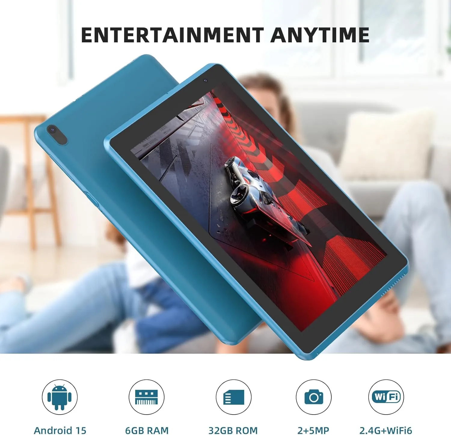 Android 15 Tablet, 7 Inch 6GB RAM 32GB ROM/ 1TB Expandable Computer, 5MP Camera Tableta, 1.6Ghz Quad-core Processor, 3000mAH Battery Tablet PC, Wi-Fi, GMS, Games 7'' Android Laptop
