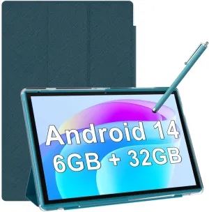 Android Tablet 10 Inch Tablet With Case Screen Stylus Android 14 Tablets 6GB RAM 32GB ROM Support 1TB Expansion 6000mah Battery 10.1" IPS HD Touchscreen 2MP 8MP Dual Camera WIFI-6 Bluetooth5.0 Tablets
