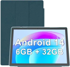 Android Tablet 10 Inch Tablet With Case Screen Stylus Android 14 Tablets 6GB RAM 32GB ROM Support 1TB Expansion 6000mah Battery 10.1" IPS HD Touchscreen 2MP 8MP Dual Camera WIFI-6 Bluetooth5.0 Tablets