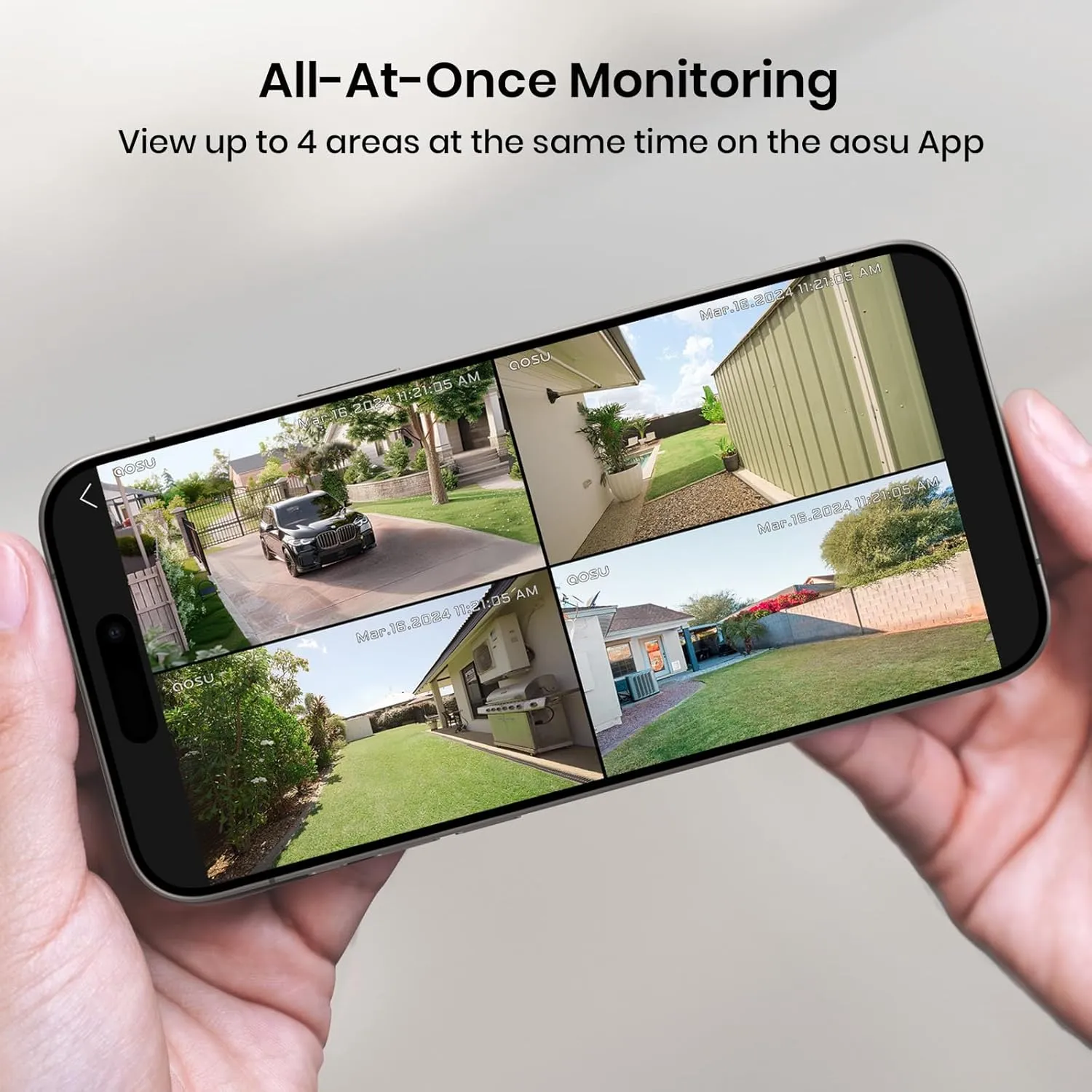AOSU Security Cameras Outdoor Wireless, 2 Cam-Kit, No Subscription, Solar-Powered, Home Security Cameras System with 360 Pan & Tilt, Auto Tracking, 2K Color Night Vision, Easy Setup, 5G & 2.4G WiFi