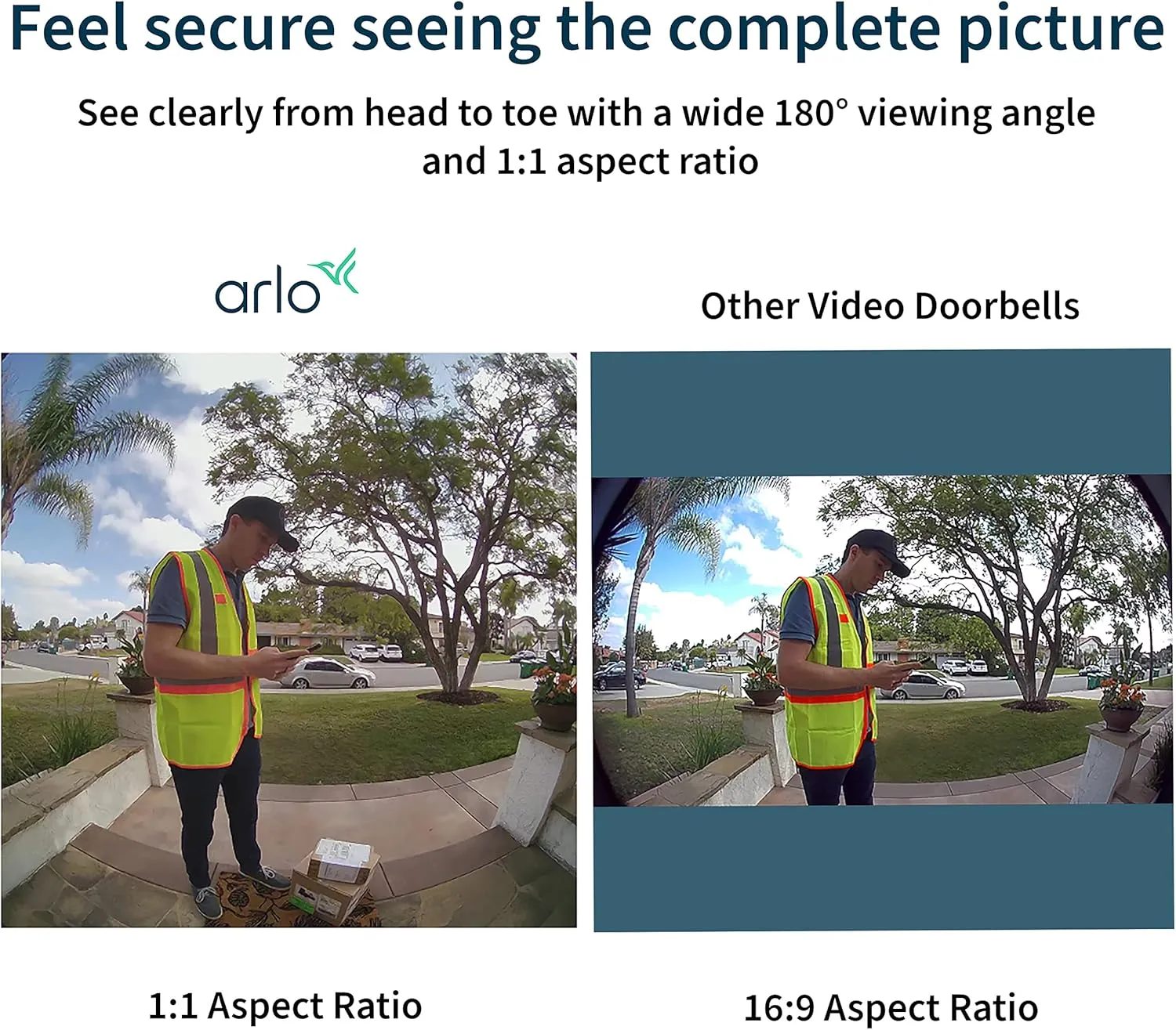 Arlo Essential Wired Video Doorbell - HD Video, 180 View, Night Vision, 2 Way Audio, DIY Installation (wiring required), Security Camera, Doorbell Camera, Home Security Cameras, White - AVD1001