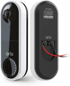 Arlo Essential Wired Video Doorbell - HD Video, 180 View, Night Vision, 2 Way Audio, DIY Installation (wiring required), Security Camera, Doorbell Camera, Home Security Cameras, White - AVD1001