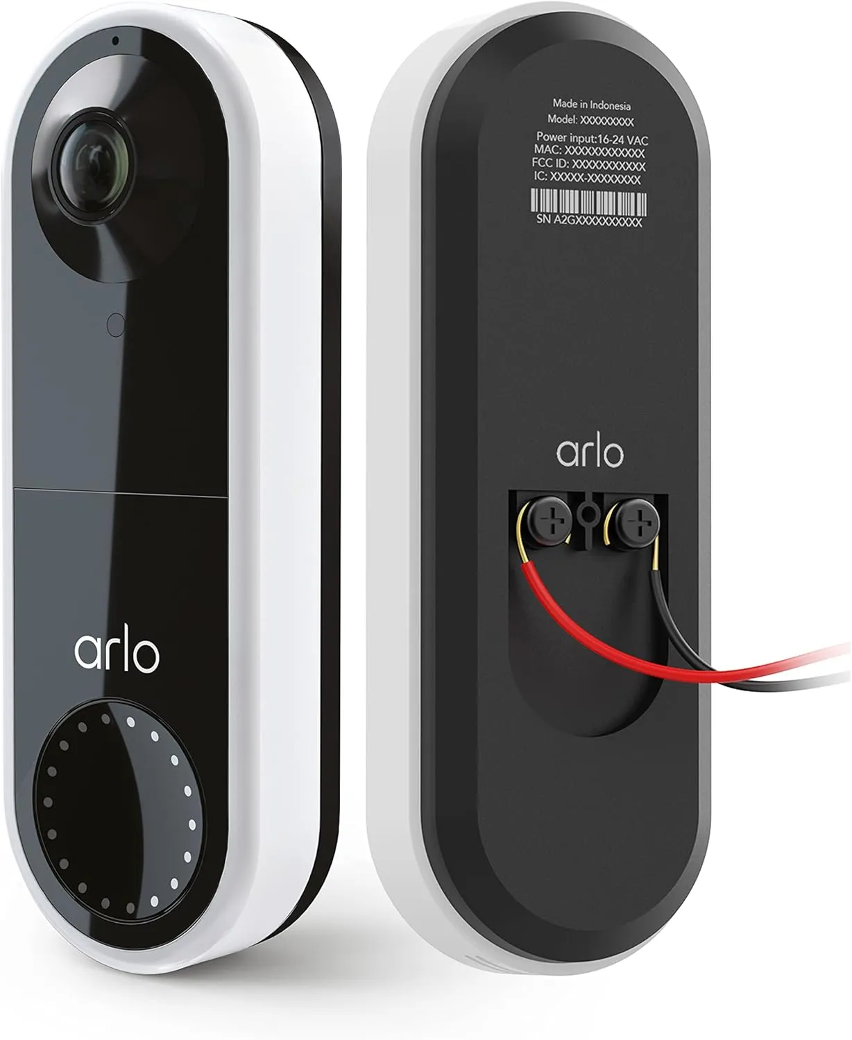 Arlo Essential Wired Video Doorbell - HD Video, 180 View, Night Vision, 2 Way Audio, DIY Installation (wiring required), Security Camera, Doorbell Camera, Home Security Cameras, White - AVD1001