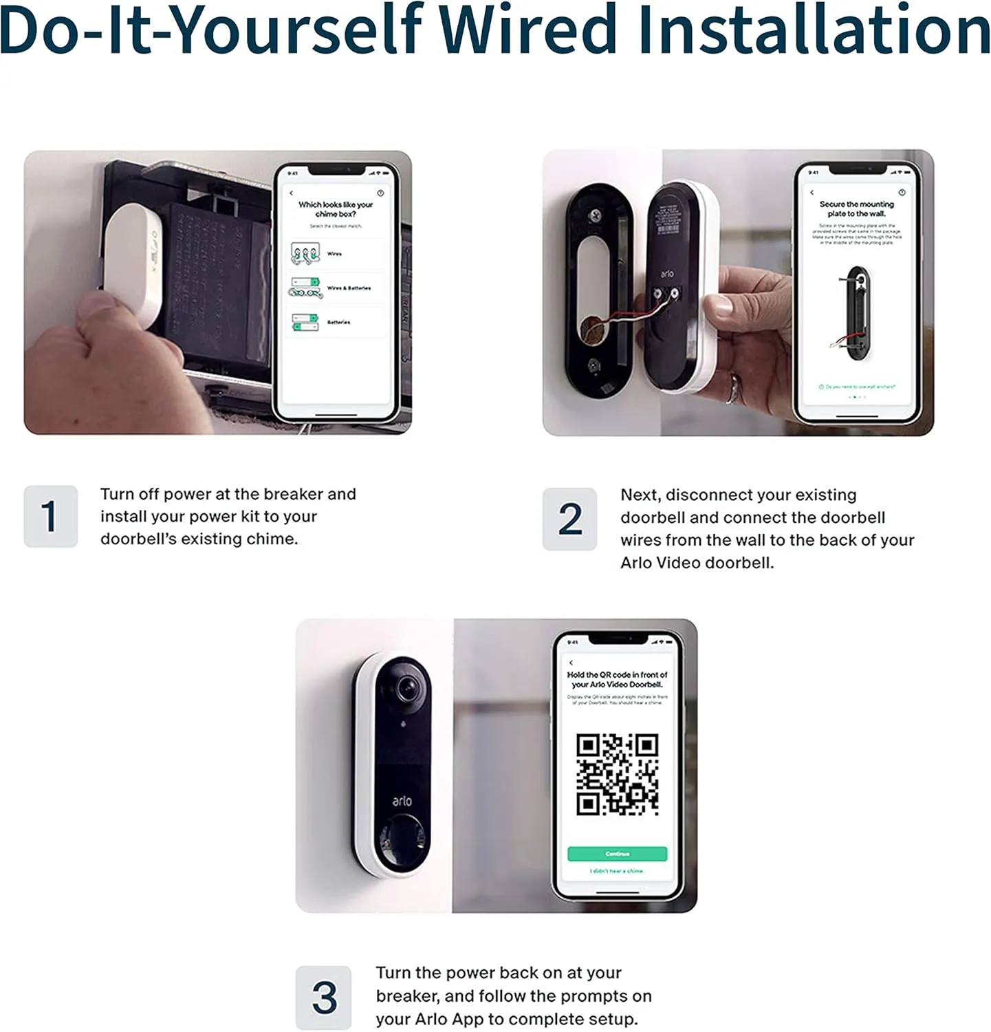 Arlo Essential Wired Video Doorbell - HD Video, 180 View, Night Vision, 2 Way Audio, DIY Installation (wiring required), Security Camera, Doorbell Camera, Home Security Cameras, White - AVD1001