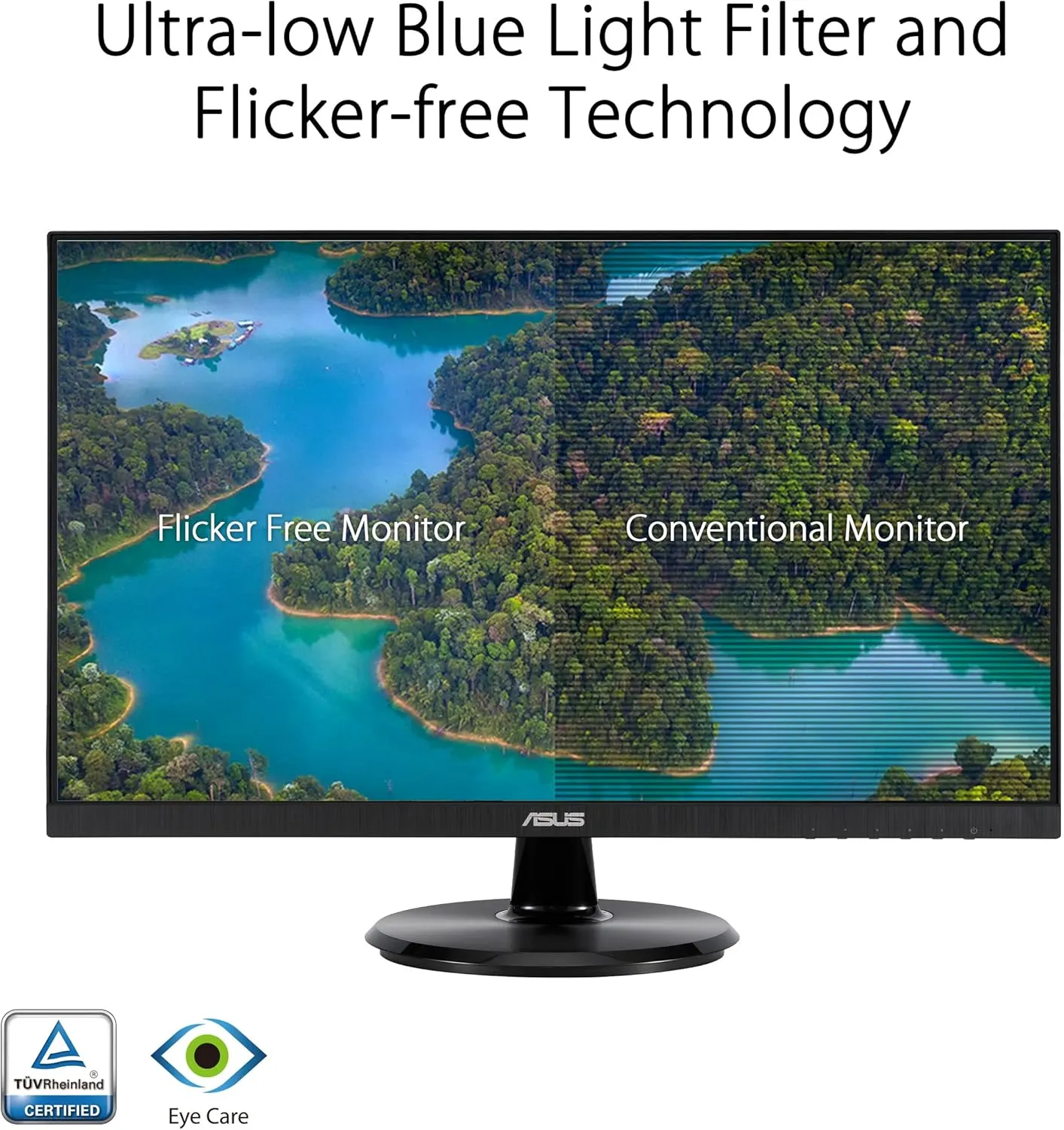 ASUS 27 1080P Eye Care Monitor (VA27DQF) - IPS, Full HD, Frameless, 100Hz, 1ms, Adaptive-Sync, for Working and Gaming, Low Blue Light, Flicker Free, HDMI, DisplayPort, 3 Year Warranty