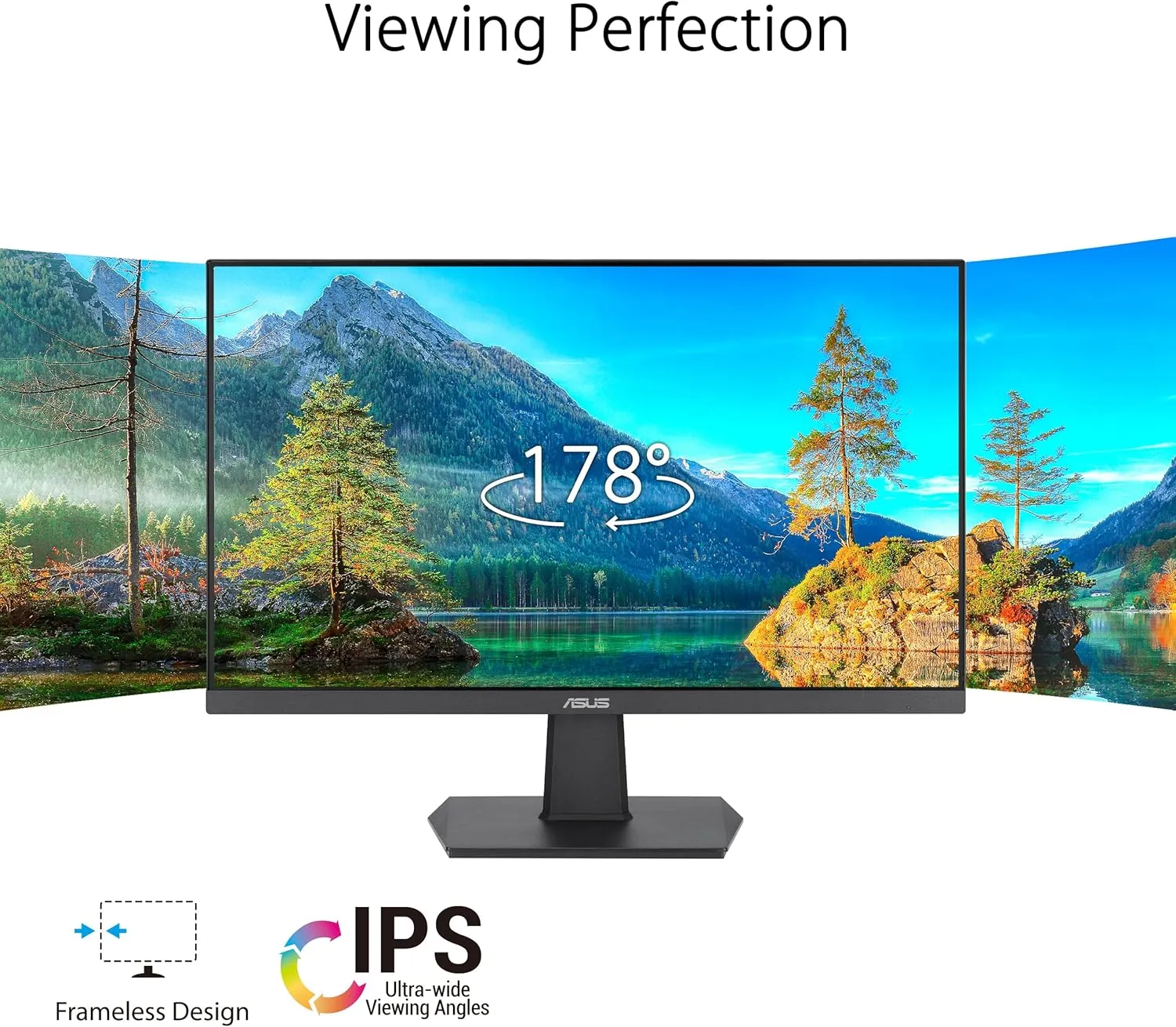 ASUS 27 Inch Monitor - 1080P, IPS, Full HD, Frameless, 100Hz, 1ms, Adaptive-Sync, for Working and Gaming, Low Blue Light, Flicker Free, HDMI, VESA Mountable, Tilt - VA27EHF,Black