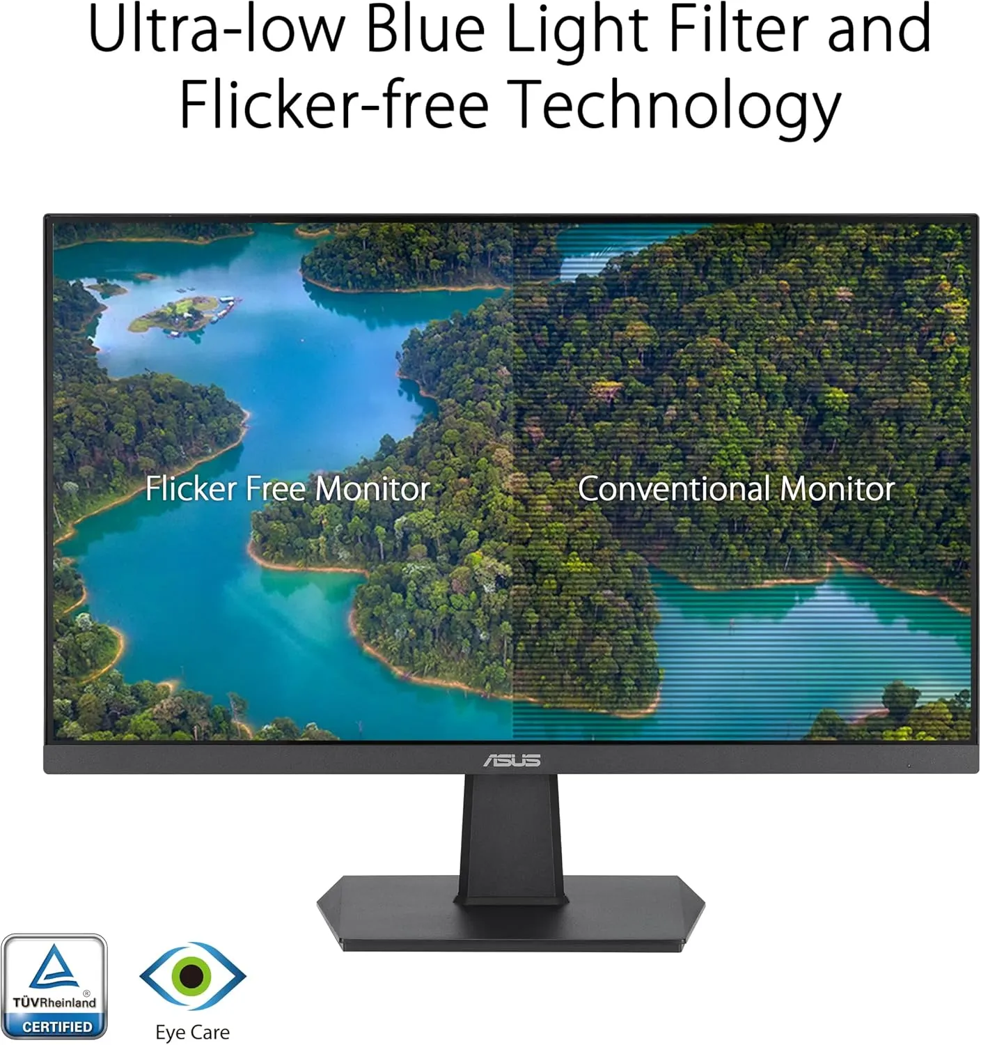 ASUS 27 Inch Monitor - 1080P, IPS, Full HD, Frameless, 100Hz, 1ms, Adaptive-Sync, for Working and Gaming, Low Blue Light, Flicker Free, HDMI, VESA Mountable, Tilt - VA27EHF,Black