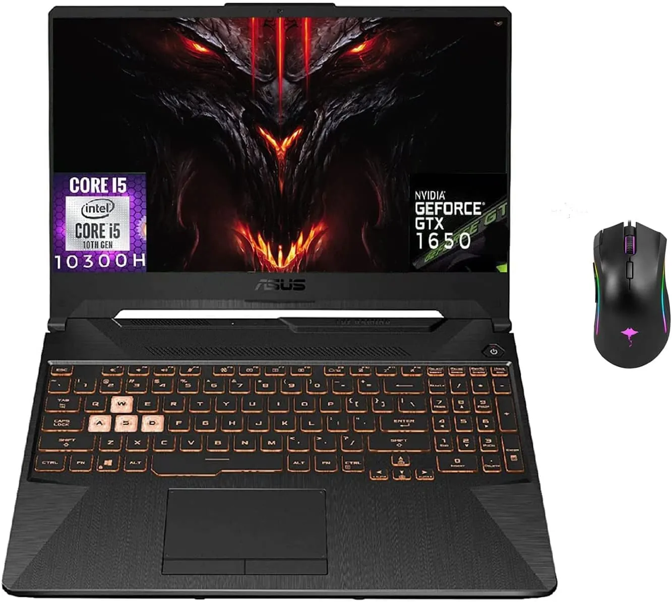 ASUS TUF F15 15.6" FHD IPS 144Hz Premium Gaming Laptop, Intel Core i5-10300H (> i7-8750H), 16GB RAM, 1TB PCIE SSD, GeForce GTX 1650, RGB Backlit Keyboard, Win10   Gaming Mouse