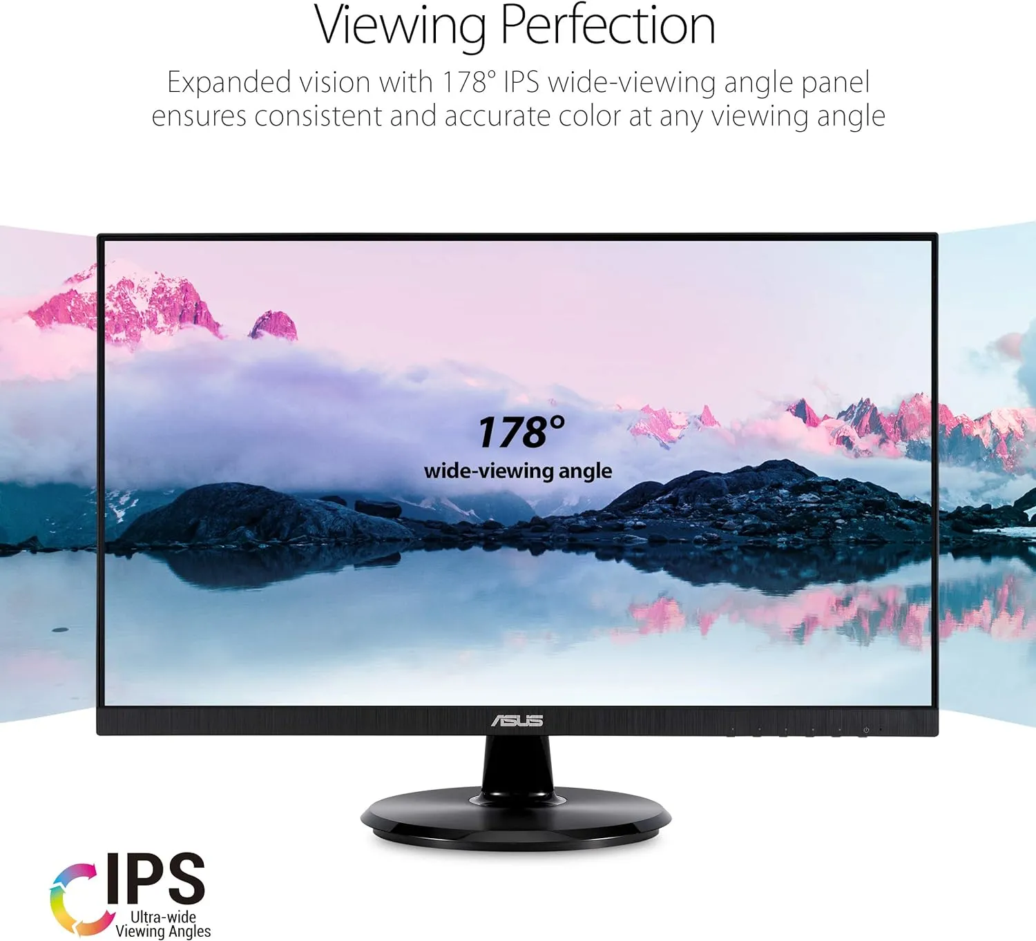 ASUS VA24DQ 23.8 Monitor, 1080P Full HD, 75Hz, IPS, Adaptive-Sync/FreeSync, Eye Care, HDMI DisplayPort VGA, Frameless, VESA Wall Mountable ,BLACK