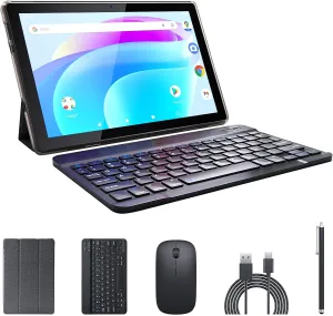 ATOZEE Tablet 10 Inch Android 14 Tablet with Keyboard Tablets Include Case Mouse Stylus 8GB RAM 64GB ROM 1TB Expandable Tableta 2MP 8MP Dual Camera 6000mAh Battery 5G WiFi-6 Bluetooth 2 in 1 Tablets