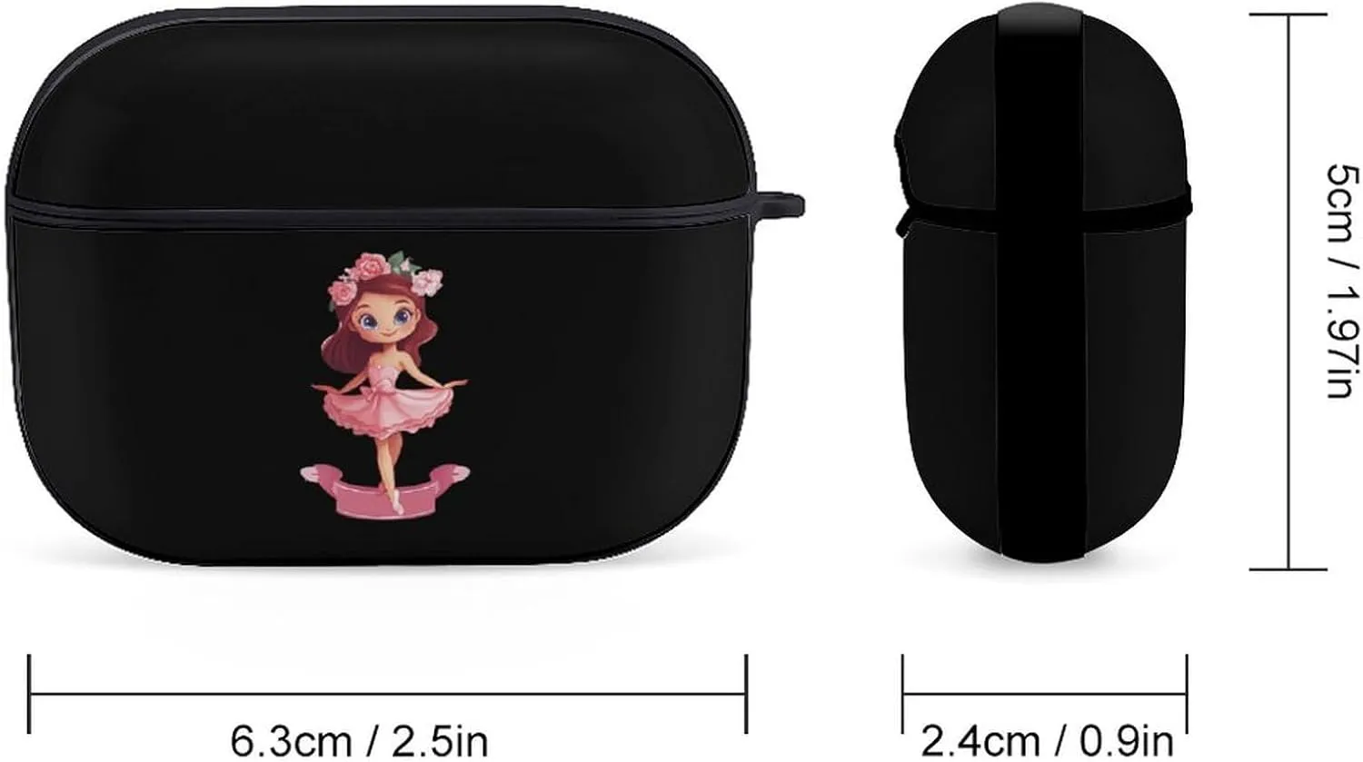 Ballet Dancers Flower Print Earbud Case Bluetooth Headphone Case Full Protective Case with Keychain Compatible with Airpods Pro Black-Style
