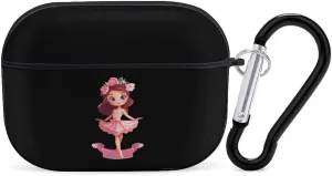 Ballet Dancers Flower Print Earbud Case Bluetooth Headphone Case Full Protective Case with Keychain Compatible with Airpods Pro Black-Style