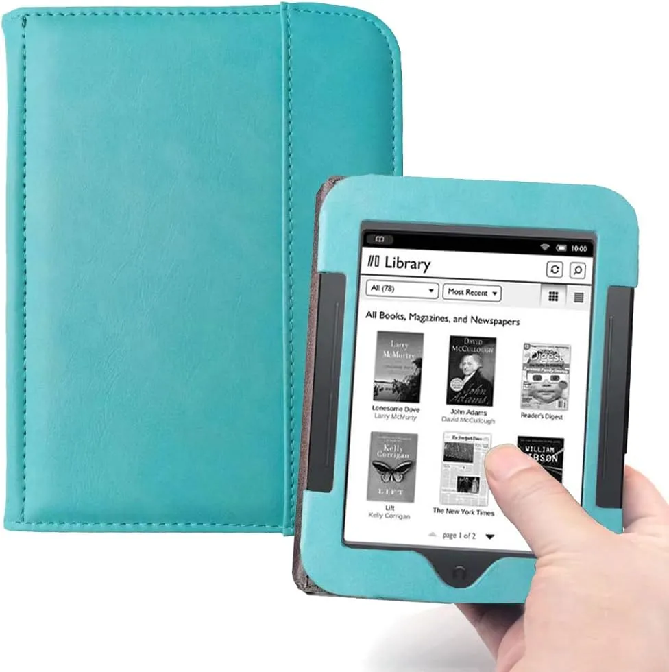 Barnes & Noble Nook Simple Touch eBook Reader Case, Flip Leather Cover for 6 Inch Nook Model BNRV300 BNRV350 BNRV500 Heavy Duty Protection Case (Sky Blue)