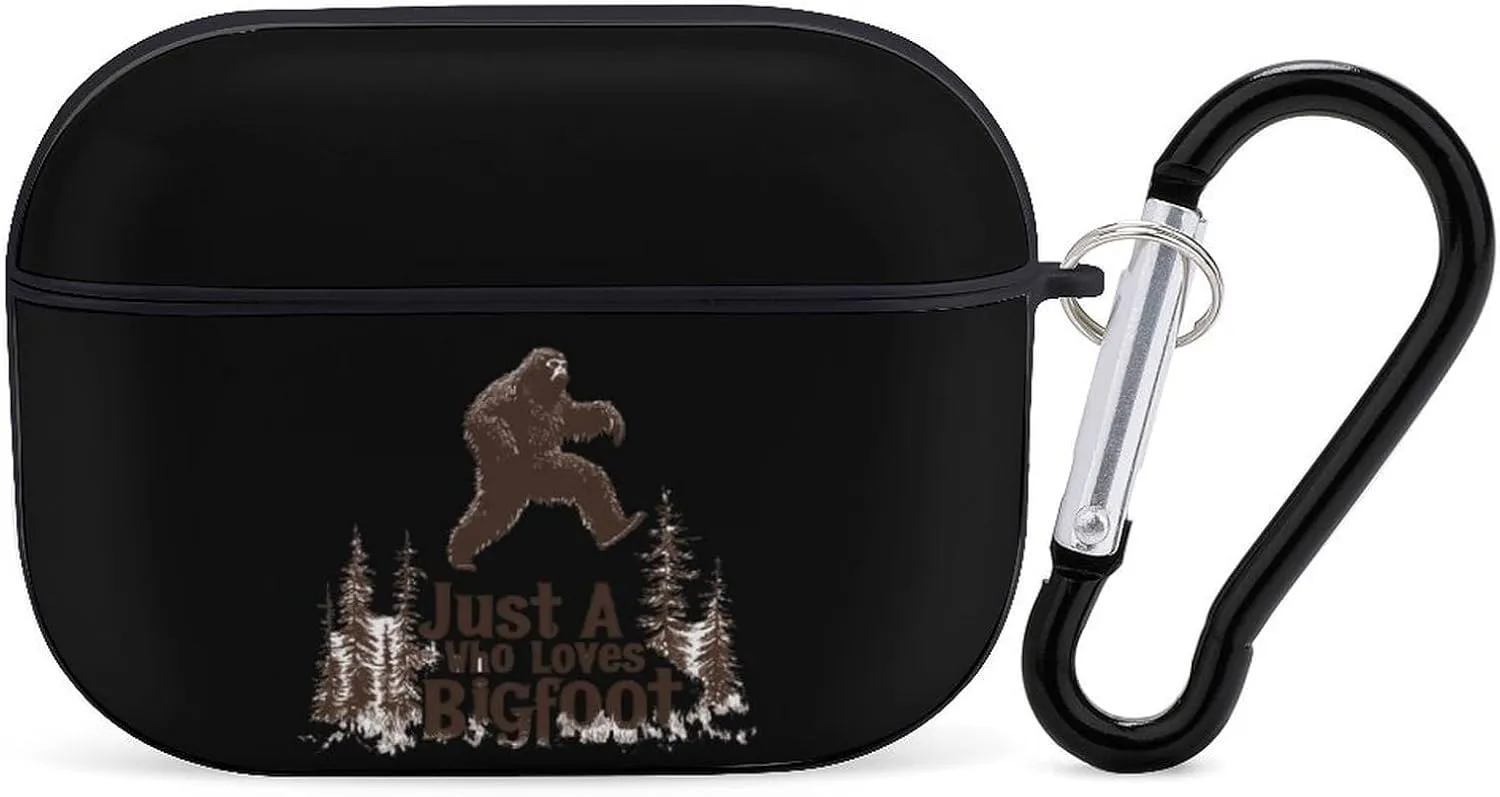Bigfoot Just A Who Loves Sasquatch Earbud Case Bluetooth Headphone Case Full Protective Case with Keychain Compatible with Airpods Pro Black-Style