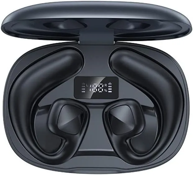 Bluetooth 5.2 Stereo Inductivv Bone Conduction Earphones, Wireless Sport Open Ear Headphones, Ergonomic Design and Lossless Sound Quality, for Running Cycling Workouts,Black