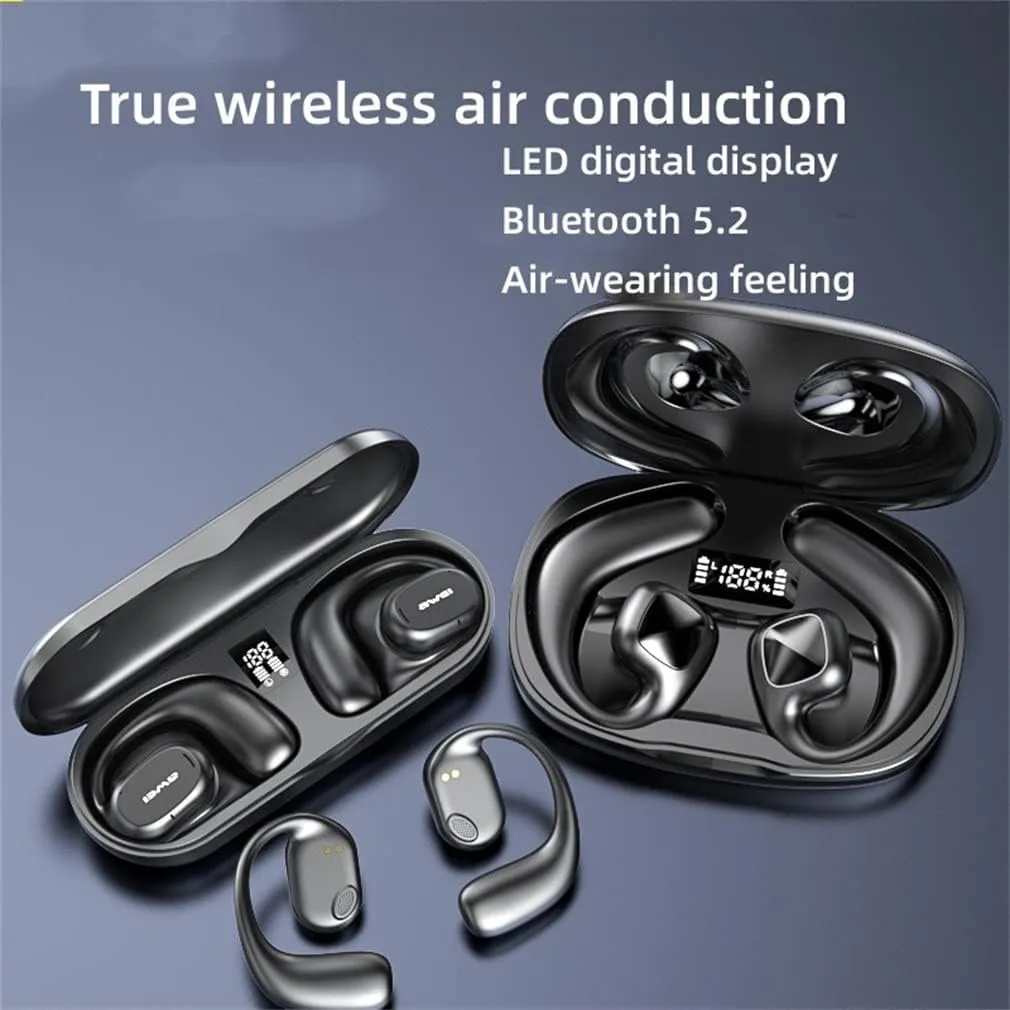 Bluetooth 5.2 Stereo Inductivv Bone Conduction Earphones, Wireless Sport Open Ear Headphones, Ergonomic Design and Lossless Sound Quality, for Running Cycling Workouts,Brown