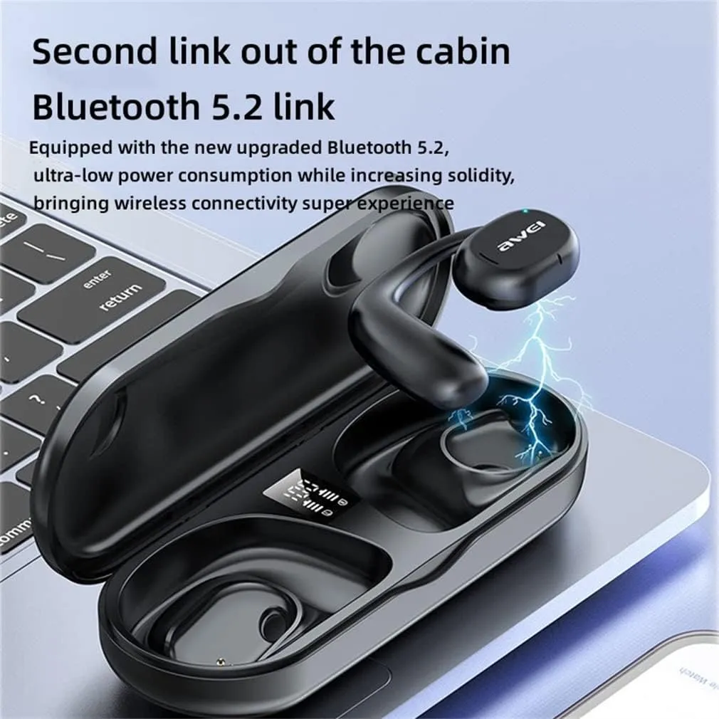 Bluetooth 5.2 Stereo Inductivv Bone Conduction Earphones, Wireless Sport Open Ear Headphones, Ergonomic Design and Lossless Sound Quality, for Running Cycling Workouts,Brown