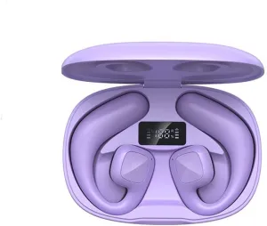 Bluetooth 5.2 Stereo Inductivv Bone Conduction Earphones, Wireless Sport Open Ear Headphones, Ergonomic Design and Lossless Sound Quality, for Running Cycling Workouts,Purple