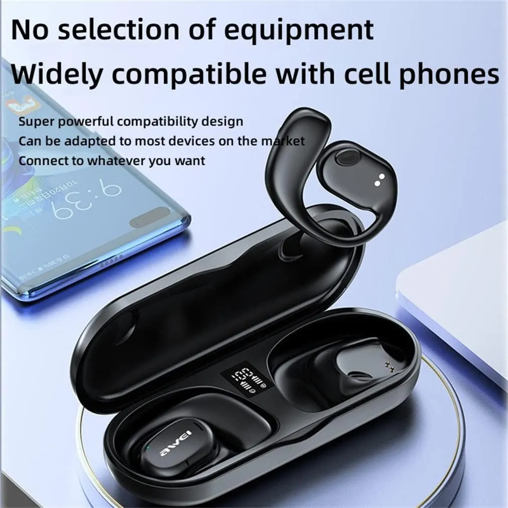 Bluetooth 5.2 Stereo Inductivv Bone Conduction Earphones, Wireless Sport Open Ear Headphones, Ergonomic Design and Lossless Sound Quality, for Running Cycling Workouts,White