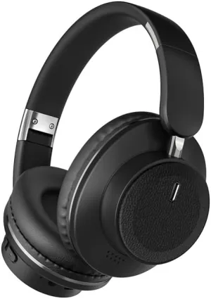Bluetooth Over-Ear Headphones, Foldable Wireless Headphones with Hidden Mic for Cell Phone, PC, Laptop, Suitable for Music, School, Workouts, and Gaming (Black)